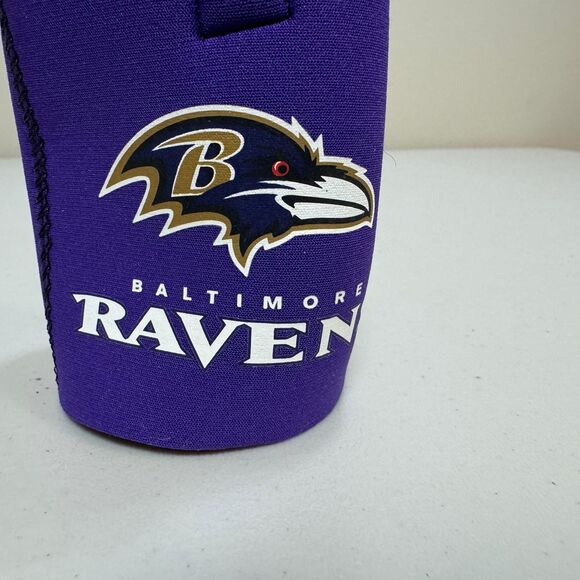 NWT NFL Baltimore Ravens Insulated Zip Up Beer Koozie Bottle Sleeve Football - Picture 2 of 7